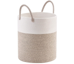 Slimlogy - Wasmand Katoen - Opbergmand 52 ltr - Mand Rond met handvaten - Wasbox Opvouwbaar - Speelgoedmand