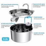 Slimlogy AquaFlow 3.2L Drinkfontein Kat - 3.2 L - RVS - Waterfontein met Venster - Waterdispenser - Fluisterstil - Kattenfontein - Zilver - Afbeelding 2