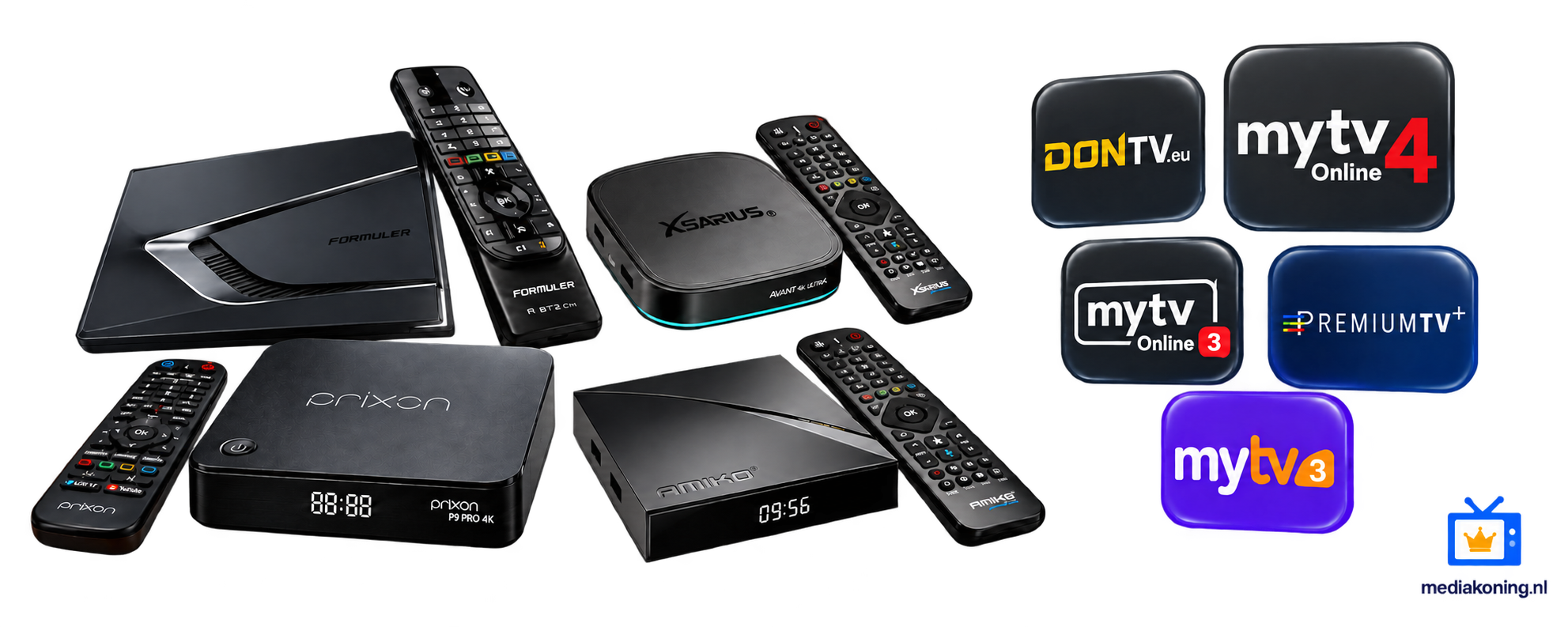 IPTV-boxen en apps van Formuler, Amiko, Xsarius en Prixon