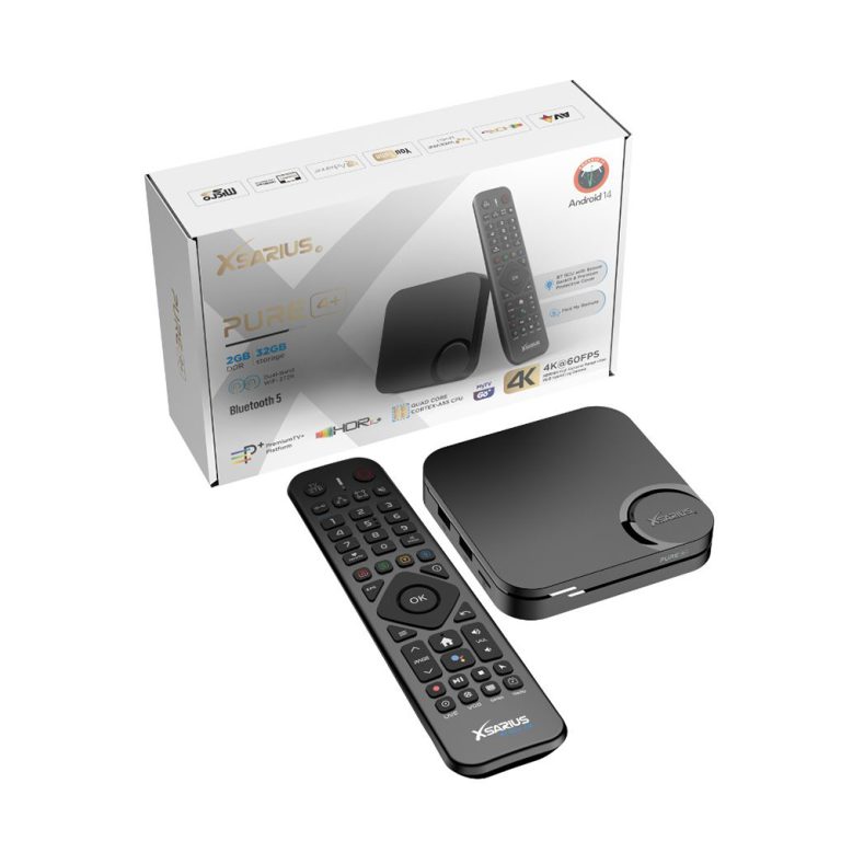 Xsarius Pure 4+ Plus 4K Android IPTV Box – BT remote